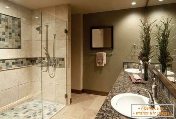 Beautiful finish shower cubicle tiles and stone