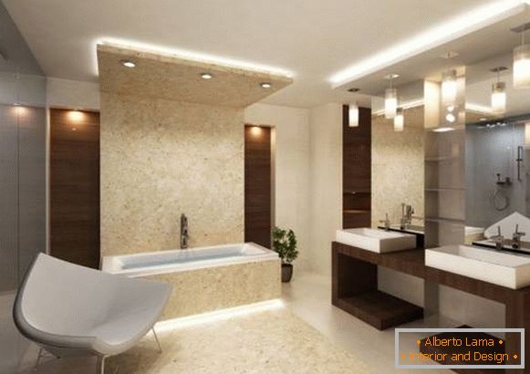 Beautiful lighting and lighting in the bathroom design