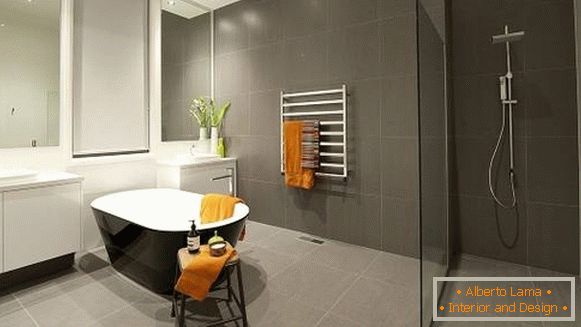 Bathroom design in gray and minimal style