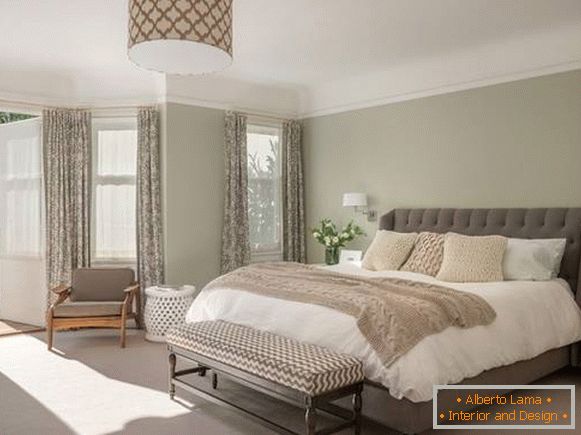 Beautiful combination of colors with beige in the interior - olive and gray