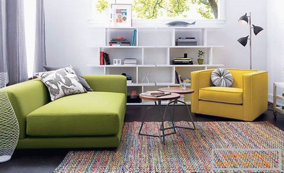Bright furniture in the living room
