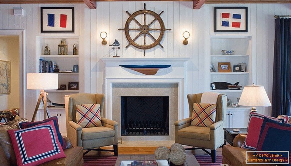 Steering wheel over the fireplace