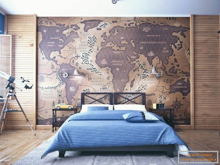 Map on the bedroom wall