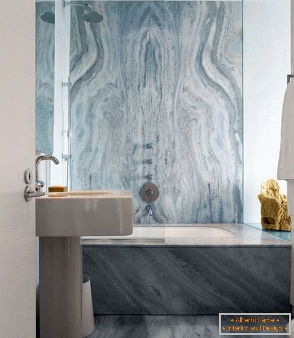 Bathroom with gray-blue marble