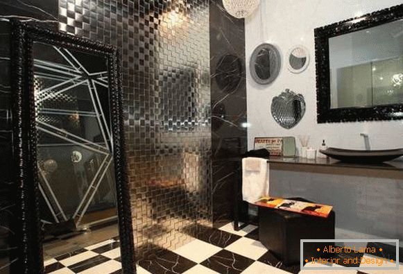 Bathroom with black and white marble