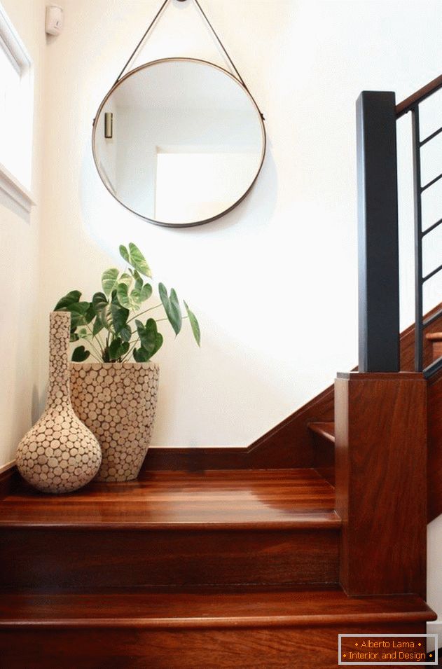 Vases on the stairs in the house