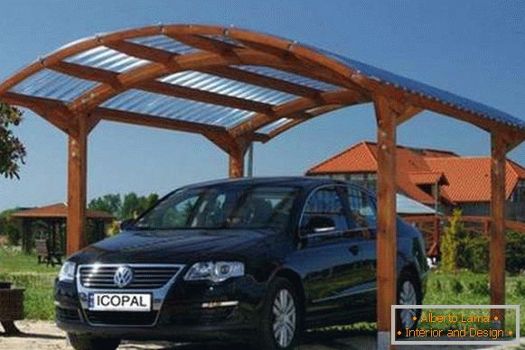 Sheds for cars made of polycarbonate with wooden frame, photo 3
