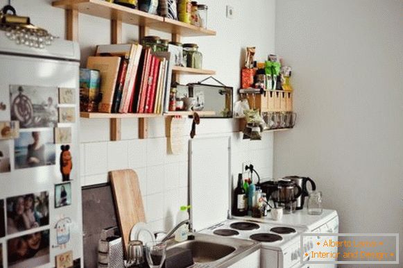 Book shelves over the sink