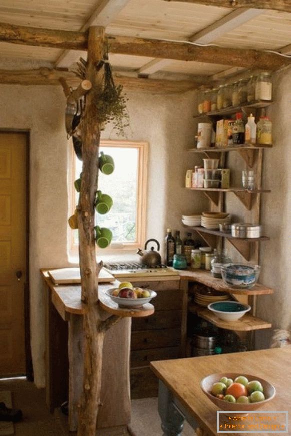 Open shelves in the kitchen