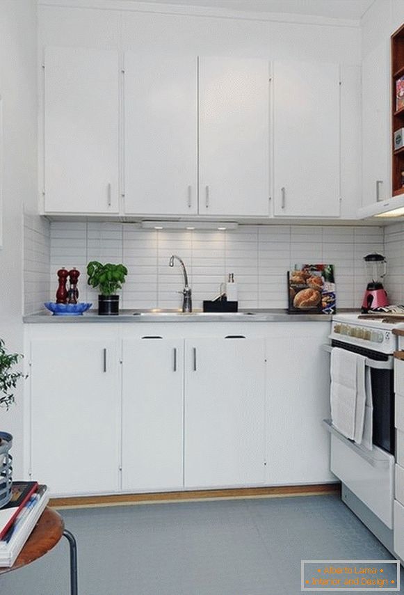 Small kitchen in white color