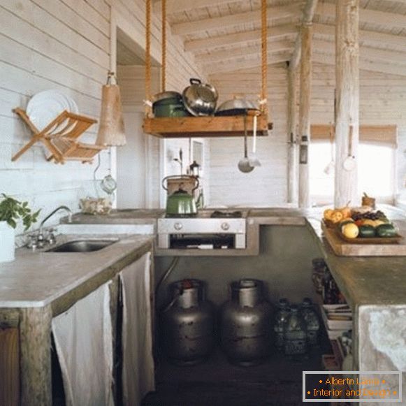 Shelves for dishes in the kitchen