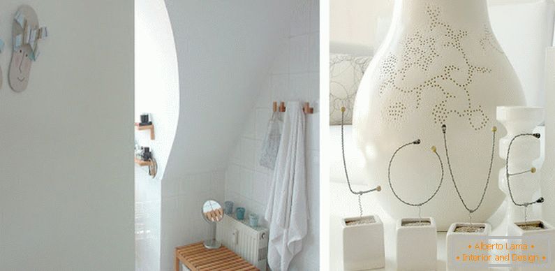 Bathroom and decorative elements in white color