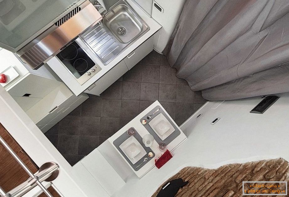 Kitchen interior in a seven-meter flat