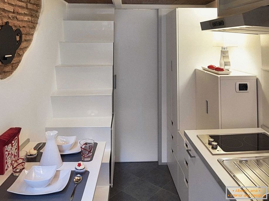 Kitchen interior in a seven-meter flat