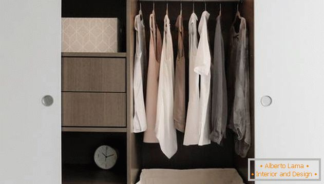 Wardrobe in the interior of a small apartment