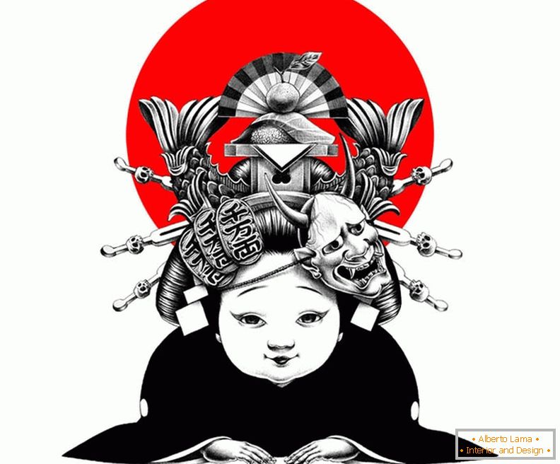 Geisha, drawn by ballpoint pen Shohei Otomo