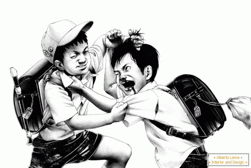 The fight of school children, Shohei Otomo