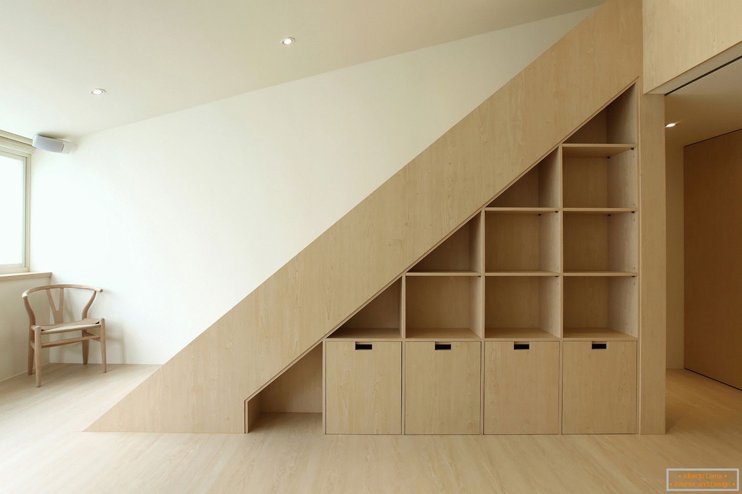 Bookcase under the stairs