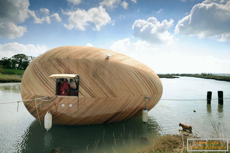 Unusual floating house Exbury Egg from studio PAD, group SPUD and Stephen Turner