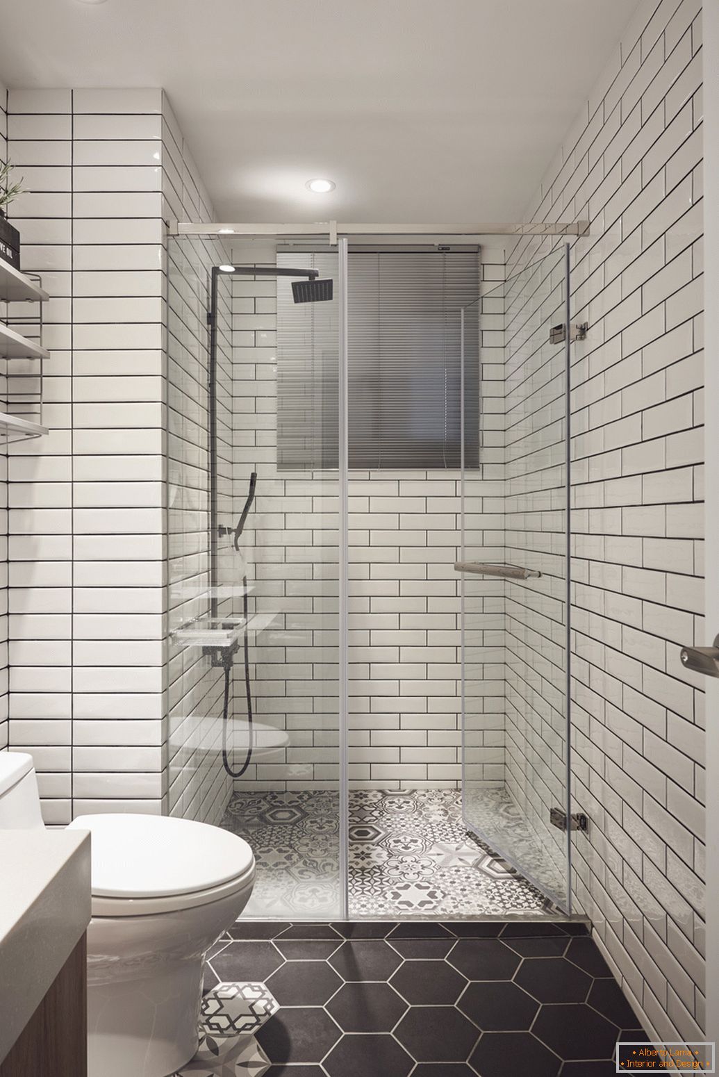 A small bathroom in white color