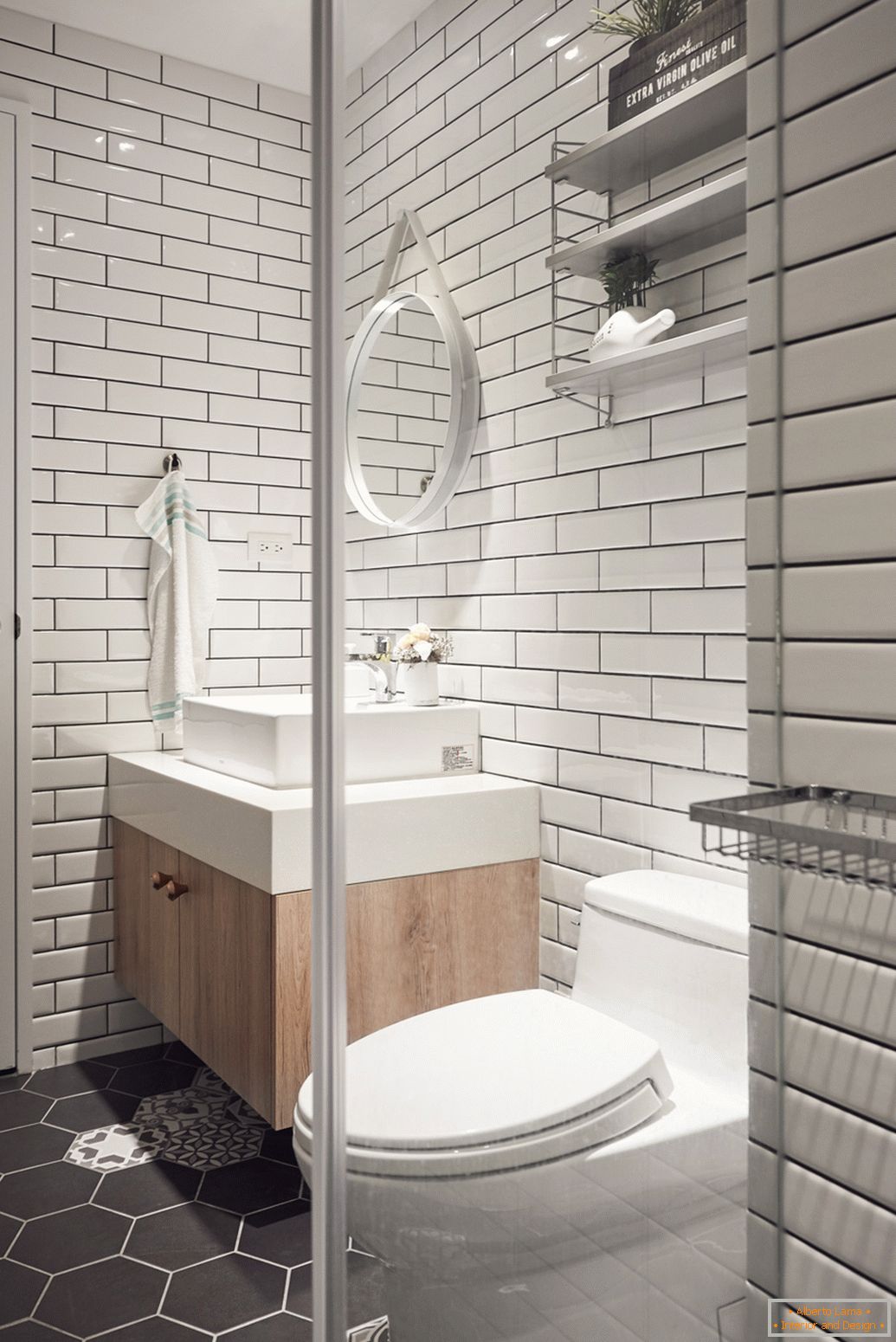 Interior design of a small bathroom