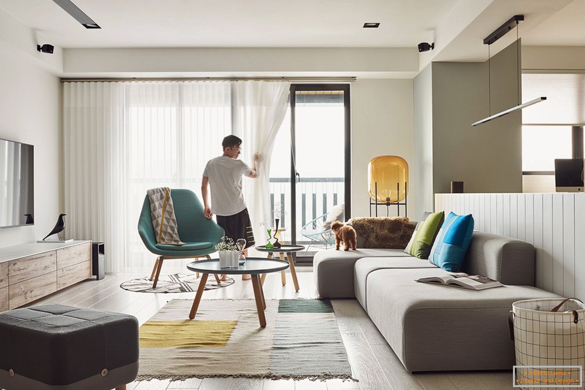 Interior of the living room in bright colors