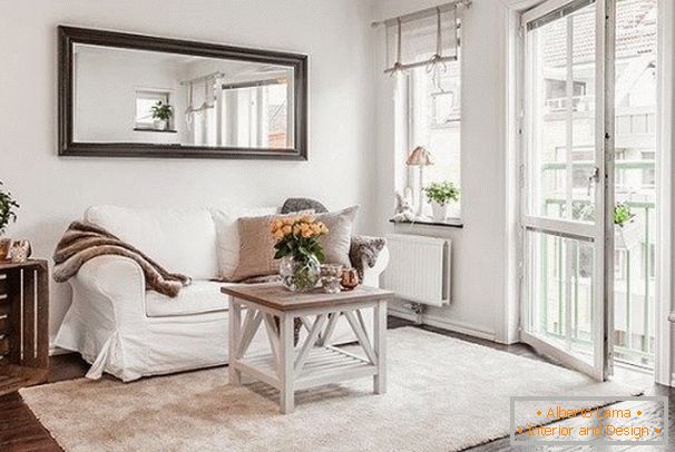 Design interior studio apartments in white tones