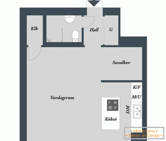 Plan of a luxury small apartment