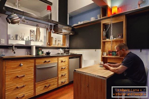 Kitchen interior in a three-level apartment