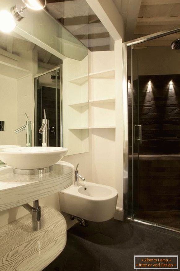 Bathroom interior in white color