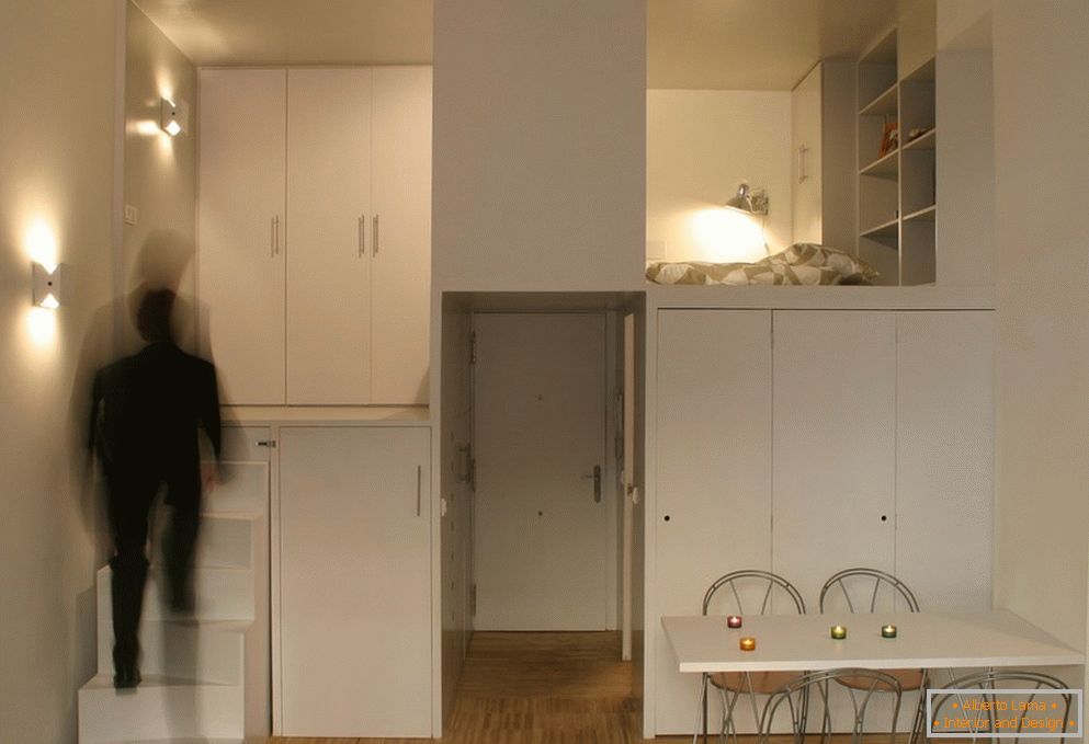 White furniture in a small apartment