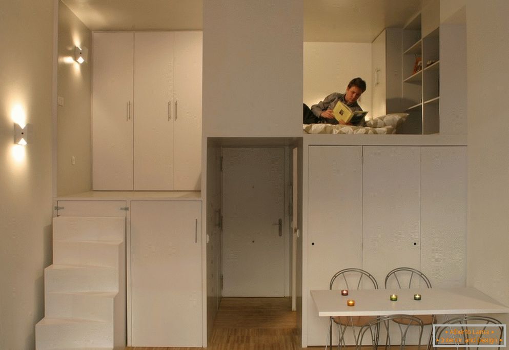 White furniture in a small apartment