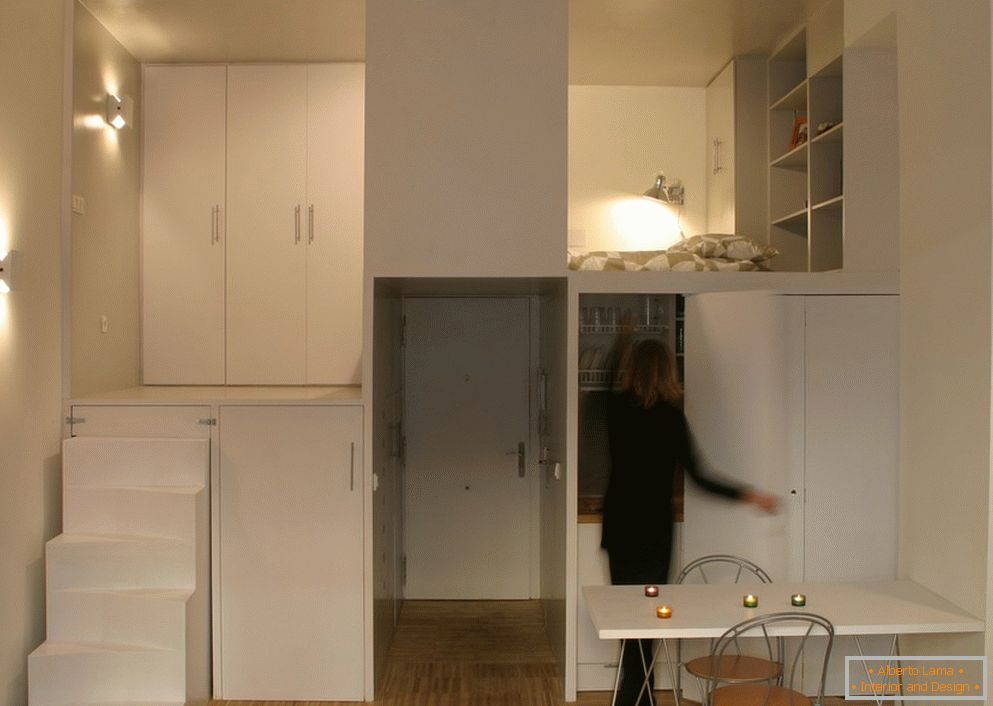 Two-level stylish loft in white color