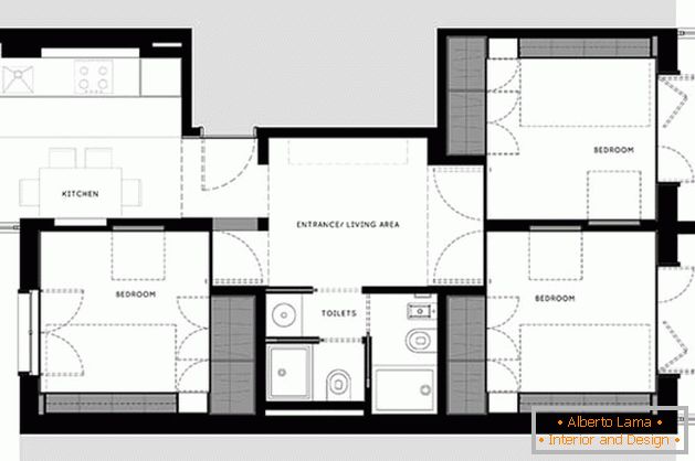 The layout of a small apartment after renovation