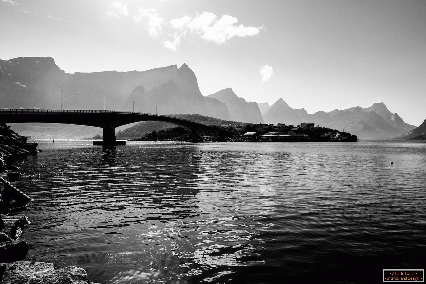 Black and white snapshot of the bridge