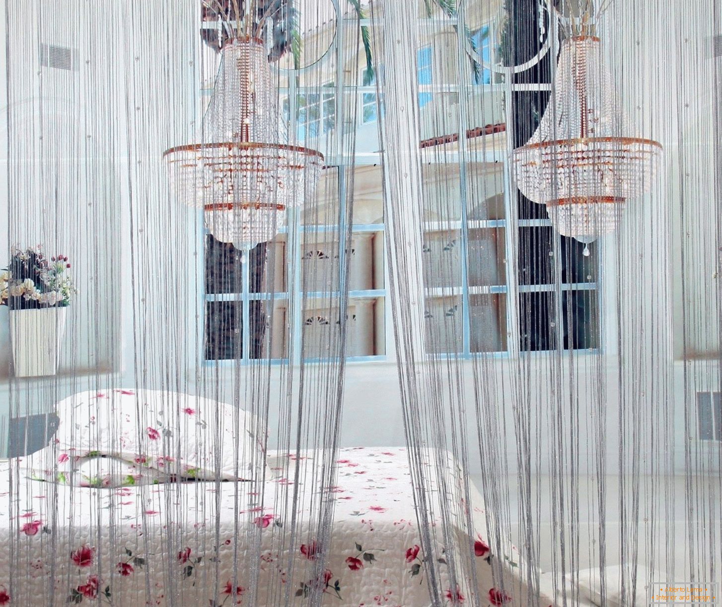 Chic chandeliers in the bedroom
