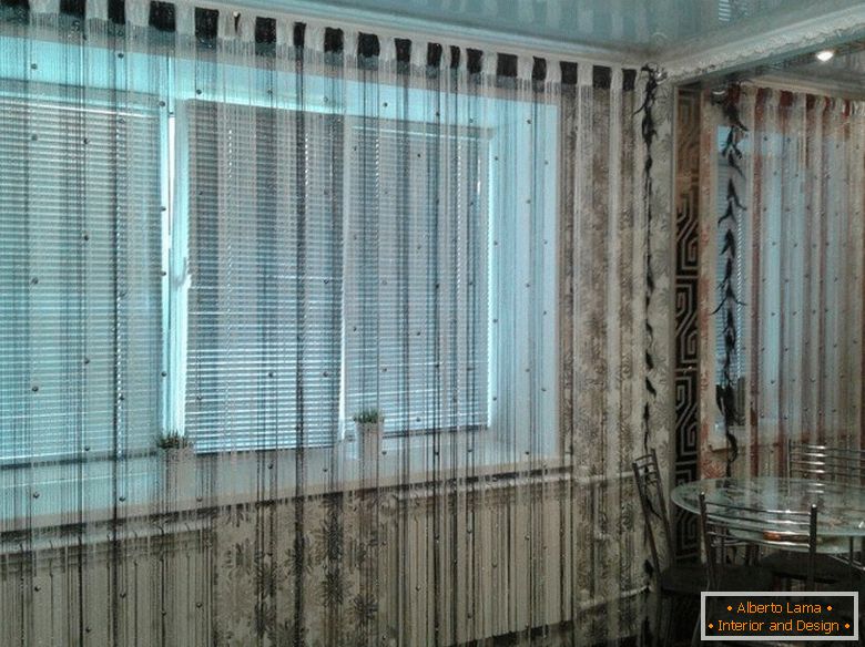 Interior with thread curtains