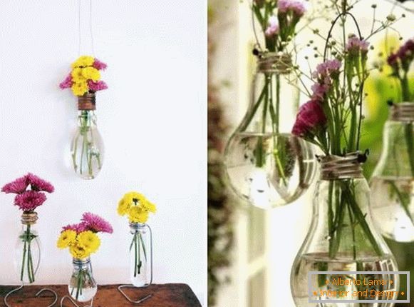 Flowers in old bulbs
