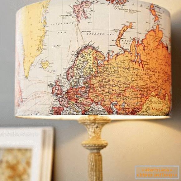 Table lamp from a map