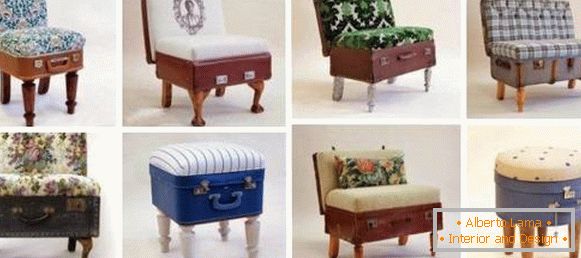 Small armchairs from suitcases