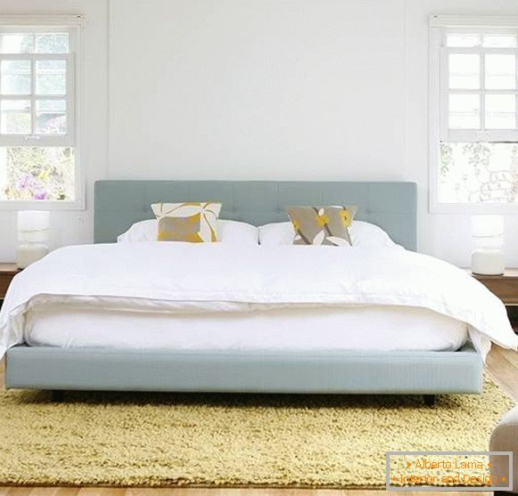 Bed of fabric light blue