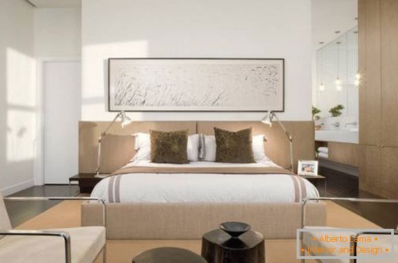Beds with a soft headboard in the interior - photos in a modern style