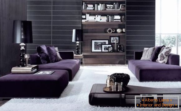 Purple furniture in the living room