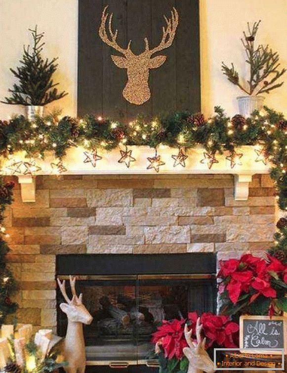 Christmas garland on a fireplace, photo 26
