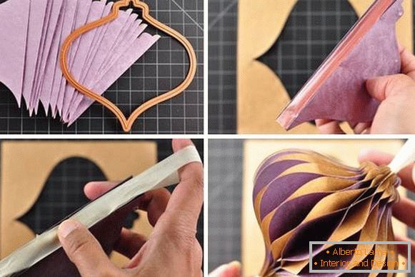 A beautiful template for creating a New Year ball of paper