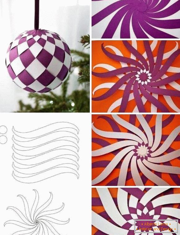Christmas balls from strips of paper with your own hands
