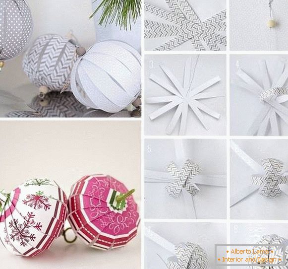 Beautiful Christmas tree balls from paper with your own hands