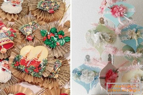 Elegant Christmas balls of paper with your own hands with appliqués
