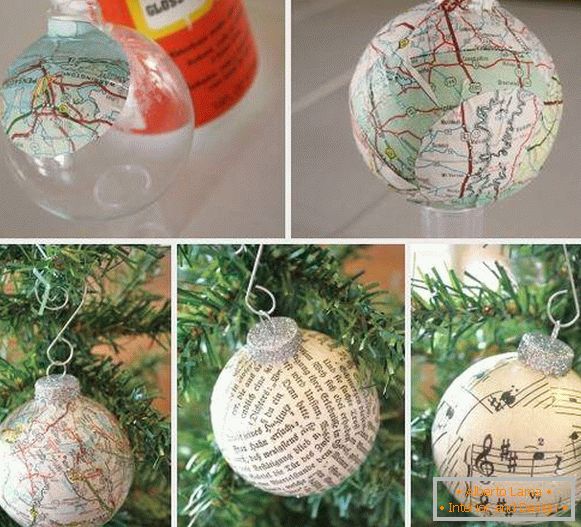 New Year's balls with their hands - step by step decoupage photo