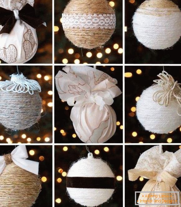 Christmas balls of thread with their own hands - photo ideas